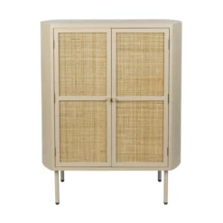 Beige Wandkast Met Rotan Deuren