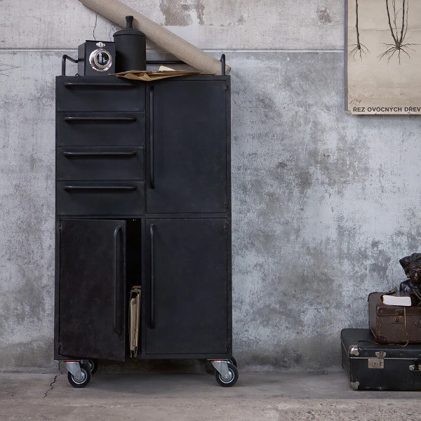 BePureHome Zwarte Kast Op Wielen 4 BePureHome Zwarte Kast Op Wielen - Afbeelding 2