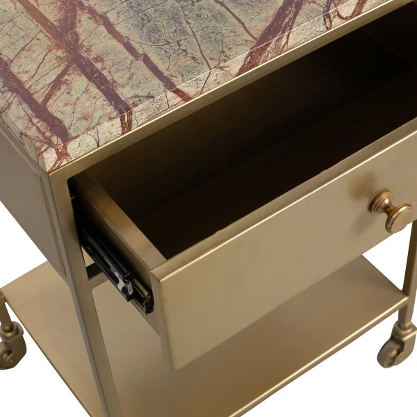 BePureHome Nachtkastje Op Wielen Goud Marmer 5 BePureHome Nachtkastje Op Wielen Goud Marmer - Afbeelding 3