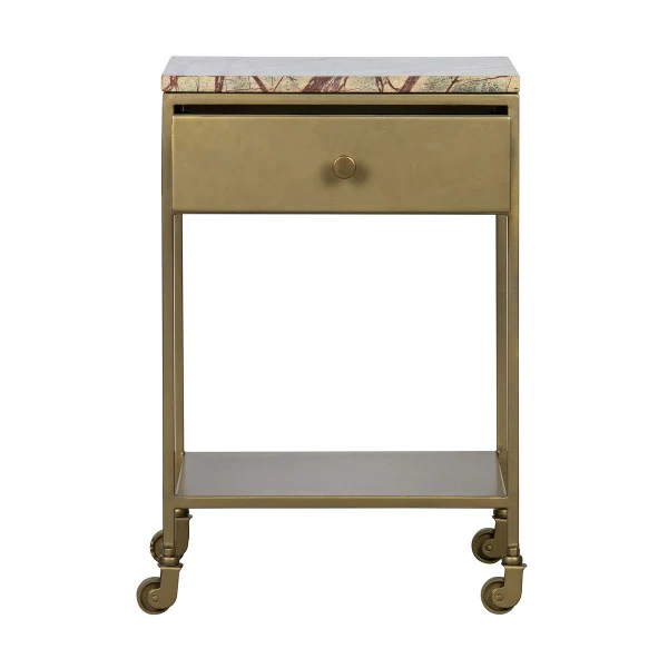 BePureHome Nachtkastje Op Wielen Goud Marmer 4 BePureHome Nachtkastje Op Wielen Goud Marmer - Afbeelding 2
