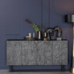 BePureHome Zwart Dressoir Houtsnijwerk -BEPUREHOME Winkel bepurehome counter zwart dressoir houtsnijwerk 01 1