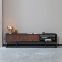 BePureHome Tv-meubel Zwart Met Walnoot -BEPUREHOME Winkel bepurehome nuts zwart tv meubel walnoot zwart 08