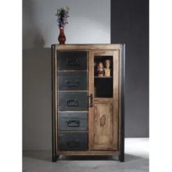 Wandkast Sheesham Hout 12 Wandkast Sheesham Hout -BEPUREHOME Winkel bergkast met laden lavis havel 05 800x800 1