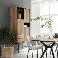 Hoge Teak Kast Met Vakken -BEPUREHOME Winkel dtp home metropole hoge teak kast met vakken 01