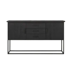 Zwart Teak Dressoir Industrieel Design -BEPUREHOME Winkel dtp home timeless black zwart dresoir beam no. 2 01