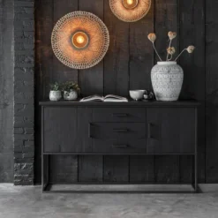 Zwart Teak Dressoir Industrieel Design -BEPUREHOME Winkel dtp home timeless black zwart dresoir beam no. 2 06