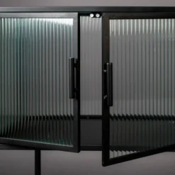 Ribbelglas Vitrinekastje Zwart -BEPUREHOME Winkel dutchbone boli ribbelglas vitrinekast 006