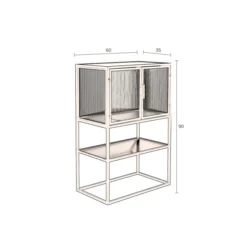 Ribbelglas Vitrinekastje Zwart -BEPUREHOME Winkel dutchbone boli ribbelglas vitrinekast 010