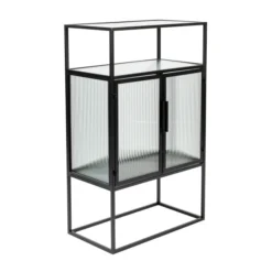 Ribbelglas Kastje Zwart Staal -BEPUREHOME Winkel dutchbone boli ribbelglas wandkastje 002