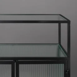 Ribbelglas Kastje Zwart Staal -BEPUREHOME Winkel dutchbone boli ribbelglas wandkastje 005