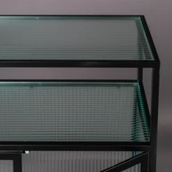 Ribbelglas Kastje Zwart Staal -BEPUREHOME Winkel dutchbone boli ribbelglas wandkastje 006