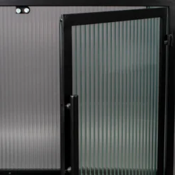 Ribbelglas Kastje Zwart Staal -BEPUREHOME Winkel dutchbone boli ribbelglas wandkastje 007