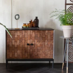 Smal Dressoir Houtsnijwerk -BEPUREHOME Winkel dutchbone chisel mangohout dressoir met snijwerk 03