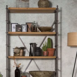 Vurenhouten Open Wandrek -BEPUREHOME Winkel dutchbone iron vurenhouten open wandrek 07