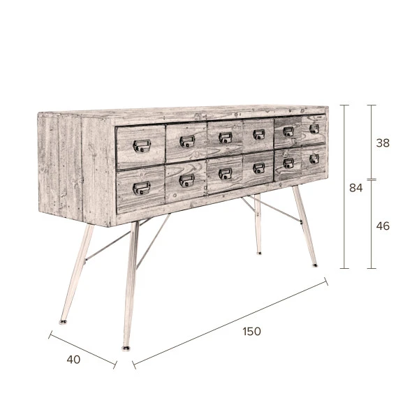 Brede Ladekast Vurenhout 12 Brede Ladekast Vurenhout - Afbeelding 10