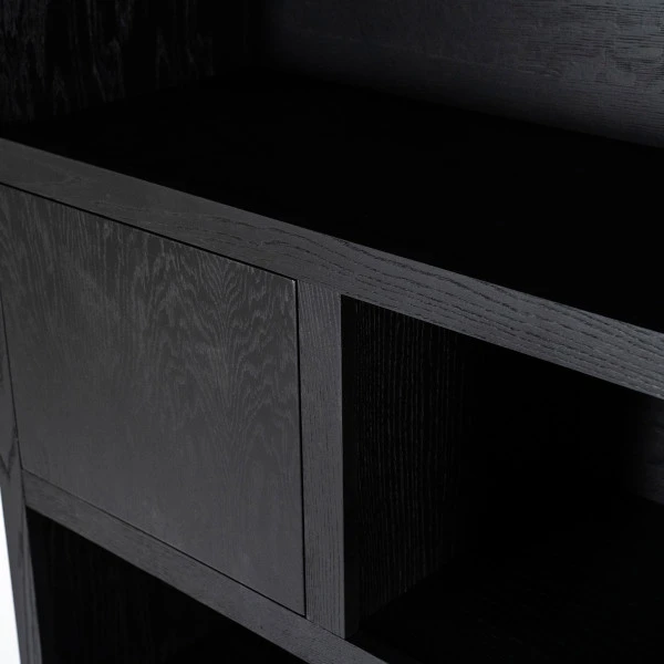 Boekenkast Zwart Eiken 150 Cm 5 Boekenkast Zwart Eiken 150 Cm - Afbeelding 3