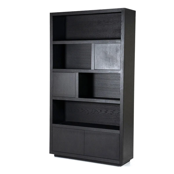 Hoge Kast Zwart Eiken 120 Cm 5 Hoge Kast Zwart Eiken 120 Cm - Afbeelding 3