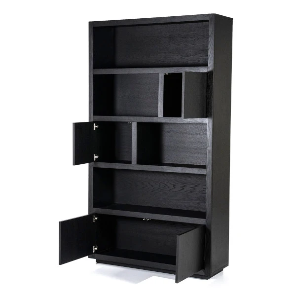 Hoge Kast Zwart Eiken 120 Cm 6 Hoge Kast Zwart Eiken 120 Cm - Afbeelding 4