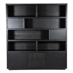 Vakkenkast Zwart Eiken 200 Cm