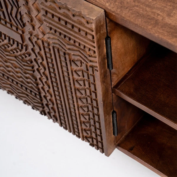 Tv-meubel Mangohout Met Houtsnijwerk 8 Tv-meubel Mangohout Met Houtsnijwerk - Afbeelding 6