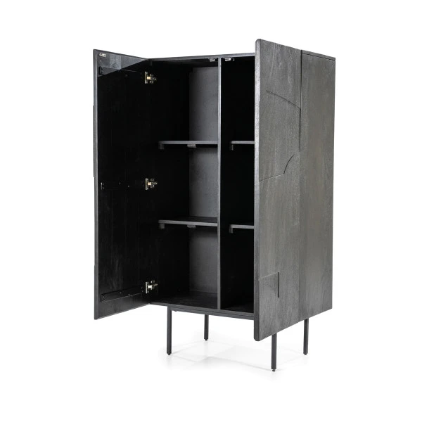 Zwarte Wandkast Mangohout 7 Zwarte Wandkast Mangohout - Afbeelding 5