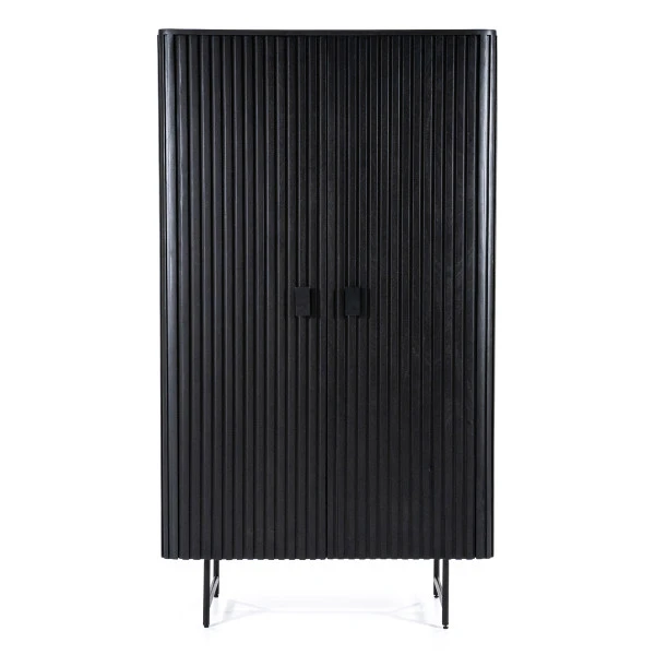 Zwarte Retro Kast Met Houten Latjes 5 Zwarte Retro Kast Met Houten Latjes - Afbeelding 3