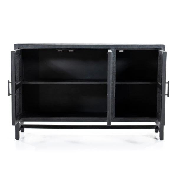 Zwart Dressoir Met Rotan Webbing 4 Zwart Dressoir Met Rotan Webbing - Afbeelding 2