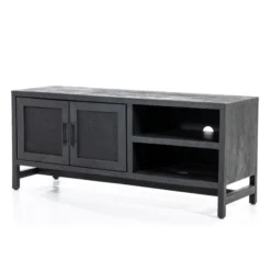 Zwart Tv-meubel Met Rotan Webbing -BEPUREHOME Winkel eleonora vic zwart tv meubel met rotan webbing 03