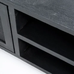 Zwart Tv-meubel Met Rotan Webbing -BEPUREHOME Winkel eleonora vic zwart tv meubel met rotan webbing 05