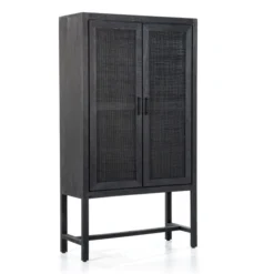 Zwarte Kast Met Rotan Webbing