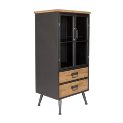 Vitrinekast Staal En Hout -BEPUREHOME Winkel halfhoge vitrinekast damian lumz home 03