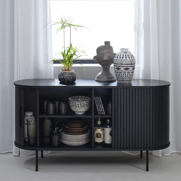 Houten Dressoir Zwart 4 Houten Dressoir Zwart - Afbeelding 2