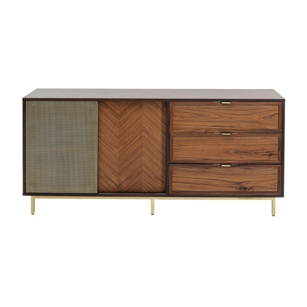 Retro Dressoir Walnoot En Messing 4 Retro Dressoir Walnoot En Messing - Afbeelding 2