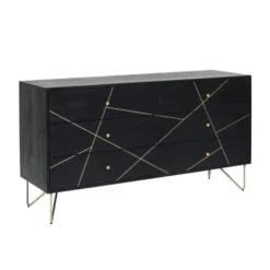 Zwart Ladendressoir -BEPUREHOME Winkel kare design gold vein zwart ladendressoir 05