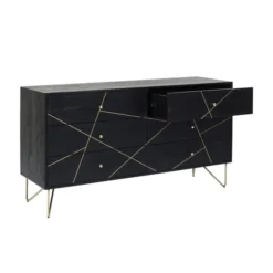 Zwart Ladendressoir -BEPUREHOME Winkel kare design gold vein zwart ladendressoir 06