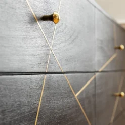 Zwart Ladendressoir -BEPUREHOME Winkel kare design gold vein zwart ladendressoir 10