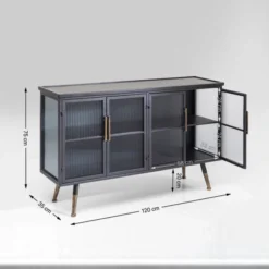 Dressoir Zwart Met Ribbelglas -BEPUREHOME Winkel kare design gomera dressoir zwart met koper 19