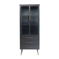 Hoge Wandkast Met Ribbelglas