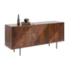 Dressoir Donker Hout -BEPUREHOME Winkel kare design grooves bruin houten dressoir 01