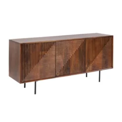 Dressoir Donker Hout -BEPUREHOME Winkel kare design grooves bruin houten dressoir 07