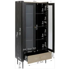 Zwarte Design Vitrinekast -BEPUREHOME Winkel kare design milano zwarte design vitrinekast 011