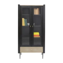 Zwarte Design Vitrinekast -BEPUREHOME Winkel kare design milano zwarte design vitrinekast 03