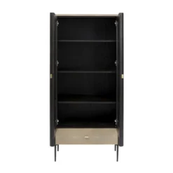 Zwarte Design Vitrinekast -BEPUREHOME Winkel kare design milano zwarte design vitrinekast 05