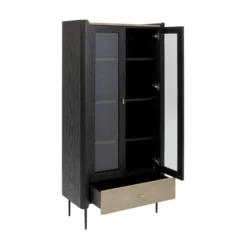 Zwarte Design Vitrinekast -BEPUREHOME Winkel kare design milano zwarte design vitrinekast 06