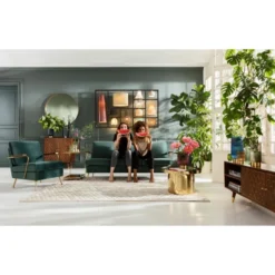 Retro Kastje Mangohout Goud -BEPUREHOME Winkel kare design muskat mangohouten retro wandkast 901