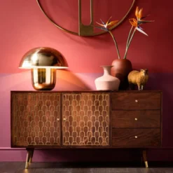 Retro Dressoir Mangohout Goud -BEPUREHOME Winkel kare design muskat mangohouten retrodressoir 02