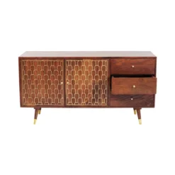 Retro Dressoir Mangohout Goud -BEPUREHOME Winkel kare design muskat mangohouten retrodressoir 08