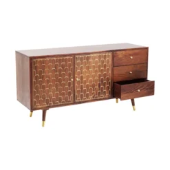 Retro Dressoir Mangohout Goud -BEPUREHOME Winkel kare design muskat mangohouten retrodressoir 10