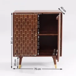 Retro Kastje Mangohout Goud -BEPUREHOME Winkel kare design muskat mangohouten retrowandkast 04