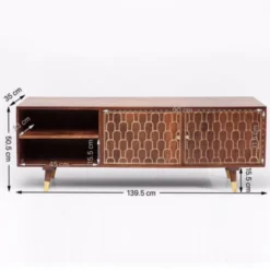 Mangohouten Tv-meubel Goud -BEPUREHOME Winkel kare design muskat mangohouten tv meubel 05